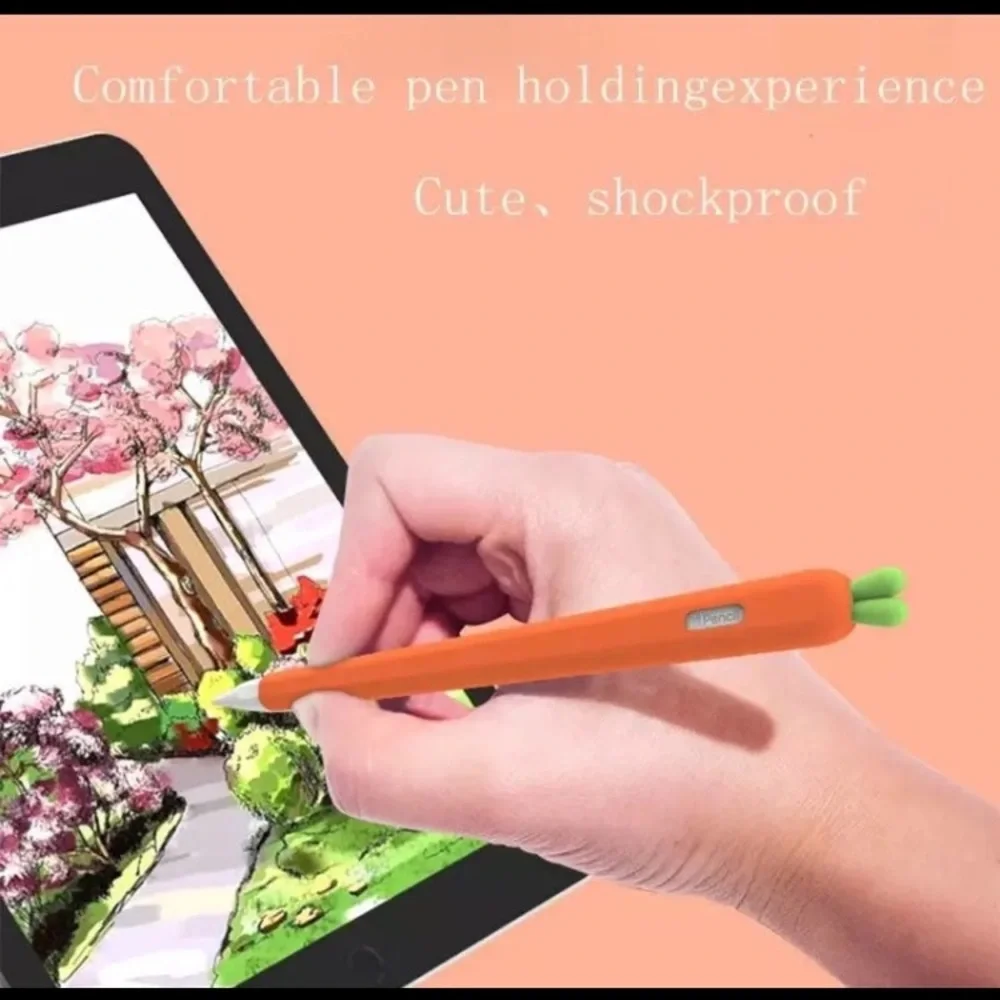 Cute Carrot Silicone Pen Cover For Apple iPad Pencil 1 2 Case